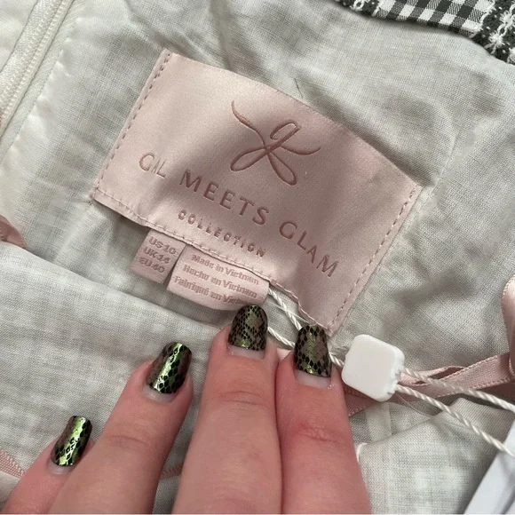 NWT Gal Meet Glam Collection Nancy Tie Strap Gingham Dress - Picture 7 of 10